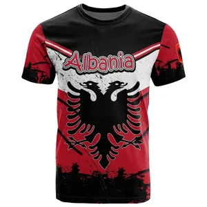 个性阿尔巴尼亚男式t恤阿尔巴尼亚超大复古垃圾风格男式衬衫来样定做批发透气休闲服