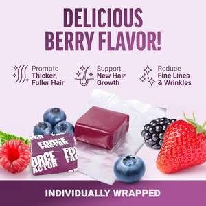 Парики для роста волос 60 штук мягкие жевательные смешанные ягодные витамины для женщин - Product Image 3