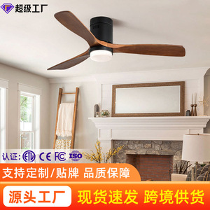 Ceiling Fan Light With Solid Walnut Blades Led Light Flush Mount For Living Room Bedroom - Product Image 3