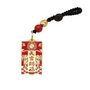Porte-clés en cuivre en forme de gourde, symbole de bénédiction céleste, avec pièces de monnaie des cinq empereurs, pendentif de sac fait main - Product Image 3