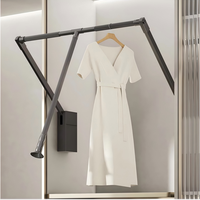 Système de tringle de penderie escamotable manuel réglable sur mesure avec amortissement robuste pour armoire électrique