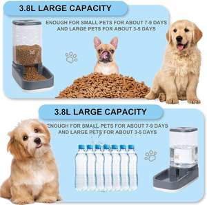 Set Tempat Makan dan Minum Hewan Peliharaan Otomatis Berkualitas Tinggi, Set Tempat Makan dan Minum Anjing dengan Sistem Gravitasi, dengan Mangkuk Makanan Hewan Peliharaan Warna Abu-abu 3.8L - Product Image 4
