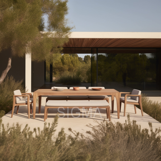 2023 Luxury Outdoor Furniture  Leisure Restaurant Furniture Dining Comfortable Teak Table