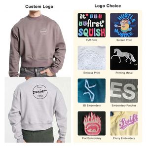 Wholesale Cropped Streetwear O-Neck Raglan Men's Winter Sweatshirt-Solid Color 100% Polyester Lightweight - Product Image 3