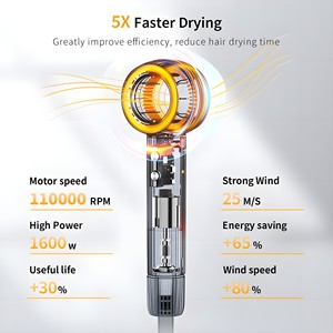 Secador de Pelo Profesional Portátil de Alta Velocidad con Iones Negativos, Juego de Cepillos de Salón, con Difusor, 110,000 RPM, para Uso Doméstico - Product Image 2