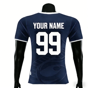 Nueva <span class=keywords><strong>Camiseta</strong></span> de Fútbol Americano Personalizada con Logotipo Extra Grande de Dos Colores, Patrón a Cuadros, Manga Corta, Equipo Nacional - Product Image 3