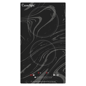 Table de cuisson électrique encastrable Cusine Sync 2 brûleurs 3000W en céramique avec commande tactile, design unique, surface lisse - Product Image 1