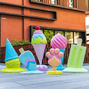 Carino gigante in fibra di vetro gatto artiglio gelato statua resina decorazione esterna per negozi di dolci e centri commerciali - Product Image 3