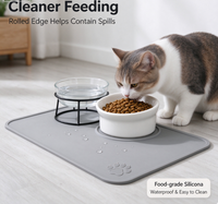 Tapis en silicone antidérapant pour animaux de compagnie, motif patte de chat, imperméable, pour gamelles, facile à nettoyer, pour chats, chiens et utilisation en voiture