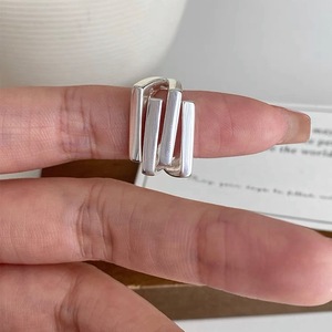 Geometric Silver <b>Ring</b> S925 Pure Silver Minimalist <b>Open</b> Design For Women Everyday Wear - Product Image 4