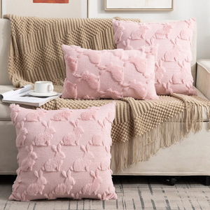<span class=keywords><strong>Housse</strong></span> de <span class=keywords><strong>Coussin</strong></span> Carrée en <span class=keywords><strong>Fourrure</strong></span> de Lapin Brodé Lapin de Pâques pour Décoration Maison - Product Image 1