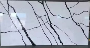 Modern Design Calacatta White Quartz Big Slab New Arrival Artificial Stone Marble with Black <b>Line</b> for Kitchen Use - Product Image 4