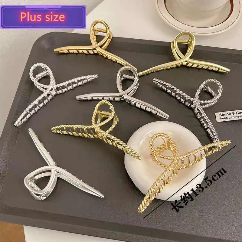Plus Size Cross Hairpin Girl Hair Clips Barrettes Elegant Geometric Metal Hair Claw For Women Accessories
