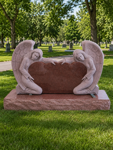 Design de pierre tombale avec cœur et ailes d'ange - Product Image 1