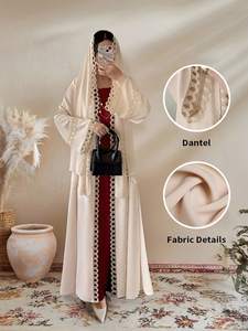 Abaya ouverte de luxe brodée, hijab, écharpe, robe musulmane, kimono, cardigan, caftan, vêtements islamiques pour femmes, Eid, vêtements arabes, Abaya de Dubaï - Product Image 4