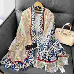 Écharpes en coton, lin et polyester imprimées de marque de luxe, couvertures, châles de protection solaire pour femmes YHK0013 - Product Image 5