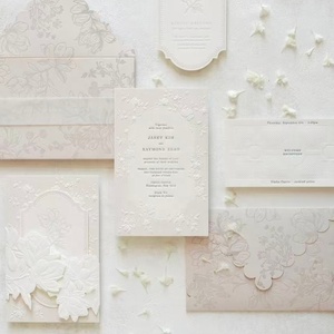 Juego de Invitaciones de Boda de Papel de Algodón con Texto Personalizado, con Relieve 3D y <span class=keywords><strong>Detalles</strong></span> en Lámina Dorada, Juego de Invitaciones de Primera Calidad - Product Image 3