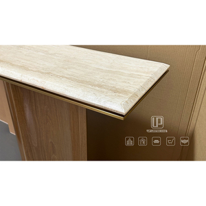 Table de salon de qualité supérieure, plateau en marbre et base en bois naturel, design de table console pour restaurant, console en bois naturel - Product Image 5