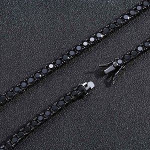 <span class=keywords><strong>Collana</strong></span> Hip-Hop da <span class=keywords><strong>uomo</strong></span> con una singola fila di zirconi neri 4mm catena da Tennis <span class=keywords><strong>nera</strong></span> pura catena placcato oro placcato oro - Product Image 4