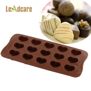 Moule à chocolat en <span class=keywords><strong>silicone</strong></span> <span class=keywords><strong>de</strong></span> <span class=keywords><strong>qualité</strong></span> <span class=keywords><strong>alimentaire</strong></span>, 15 cavités en forme <span class=keywords><strong>de</strong></span> cœur, idéal pour les gâteaux, adapté aux enfants, moule à chocolat souple DIY - Product Image 2