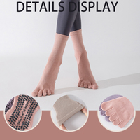 Chaussettes de yoga et de pilates pour femmes, à cinq doigts, antidérapantes, respirantes, mi-mollet, pour le sport et le fitness