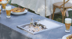 T2G Drop in Ice bucket Silver Stainless Steel Ice <b>bin</b> cooler with sliding <b>cover</b> - Product Image 5