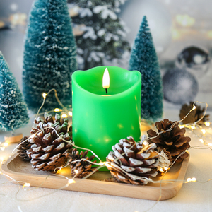 Matti's Home Decoration 3D Real Flame Pillar <strong>Green</strong> Paraffin Wax Battery Operated Flickering Led <strong>Candle</strong> - Product Image 6