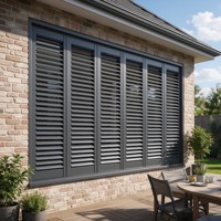 Fenêtres à volets en aluminium architectural robustes et personnalisées, stores à lamelles multi-panneaux, résistants aux intempéries pour maison