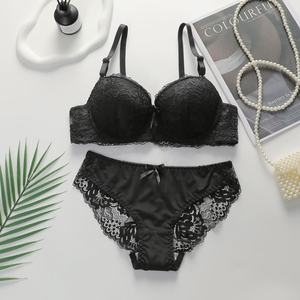 Ensemble <span class=keywords><strong>soutien</strong></span>-<span class=keywords><strong>gorge</strong></span> et culotte en <span class=keywords><strong>dentelle</strong></span> sexy avec nœud, de qualité supérieure, fabriqué en usine, style élégant, avec armatures - Product Image 3