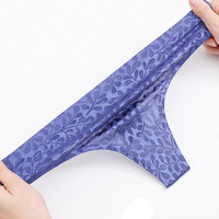 Dames Dunne Kant Uitgehold T Rug Lage Taille Ijs Zijde Sexy Brutale String Doorzichtig Slipje String Bikini