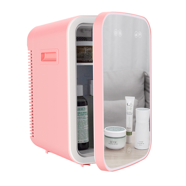 Wholesale 10 Liter Cosmetic Fridge Led Mirror Portable Customized Mini Glass Fridge Skincare Fridge for Cosmetics