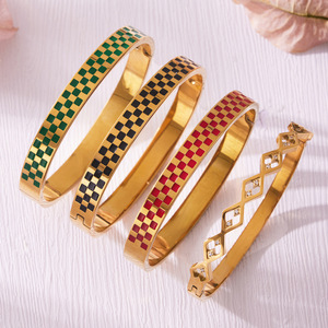 Bracelet en zircon plaqué or 18 carats, bracelet élégant en émail, bijoux en or de qualité supérieure pour femmes - Product Image 4