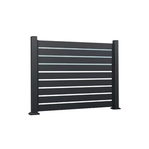 Panel de Valla de Lamas de Aluminio Negro Moderno, Semi-Privacidad Baja, Horizontal, Duradero, para Jardín - Product Image 1