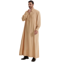 Eid Musulman Hommes Jubba Thobe Hommes Longue Chemise Robe 2025 Ramadan Revers Robe Saoudien Musulman Porter Abaya Caftan Dubaï Robe Arabe