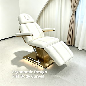 Fauteuil de beauté électrique avec base dorée, 3 moteurs, lit de soin cosmétique réglable, fauteuil de tatouage facial pour salon, clinique, spa - Product Image 4