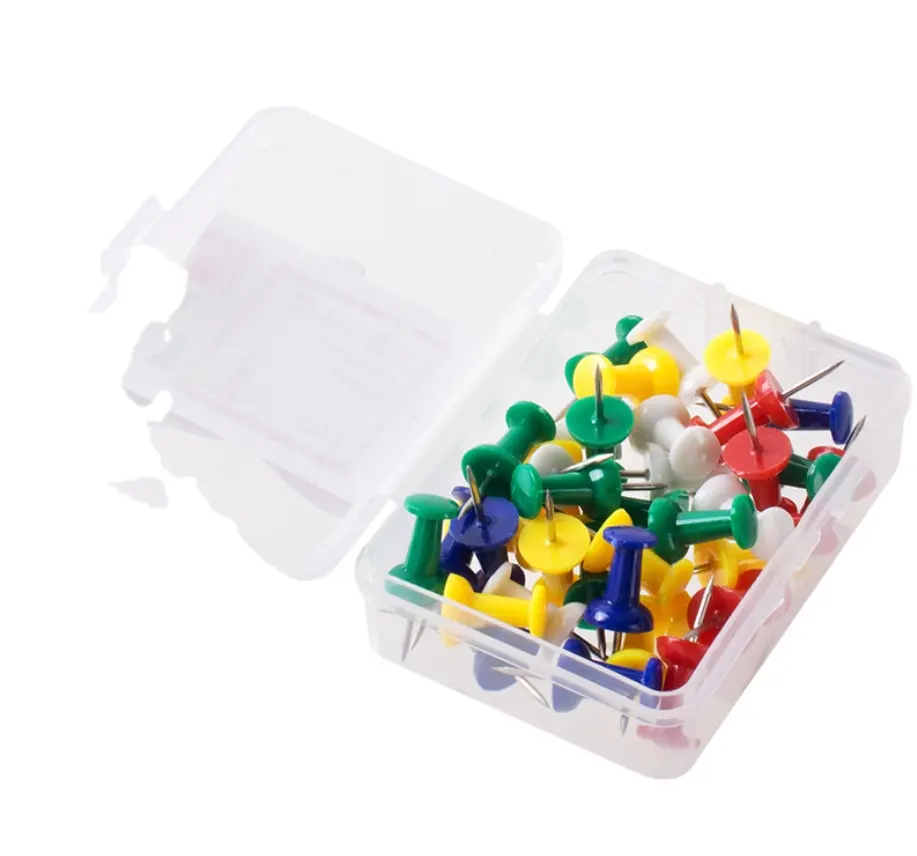 Colorful plastic push pins with 30pcs plastic box packing