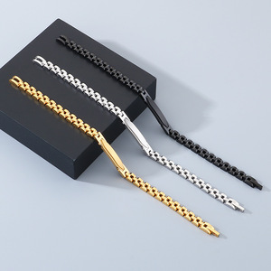 Nueva Cadena de Eslabones Curvos de Acero Inoxidable con Baño de Oro de 18k, Plata y Negro, Estilo Hip <span class=keywords><strong>Hop</strong></span>, 6mm de Ancho, Venta al Por Mayor - Product Image 3