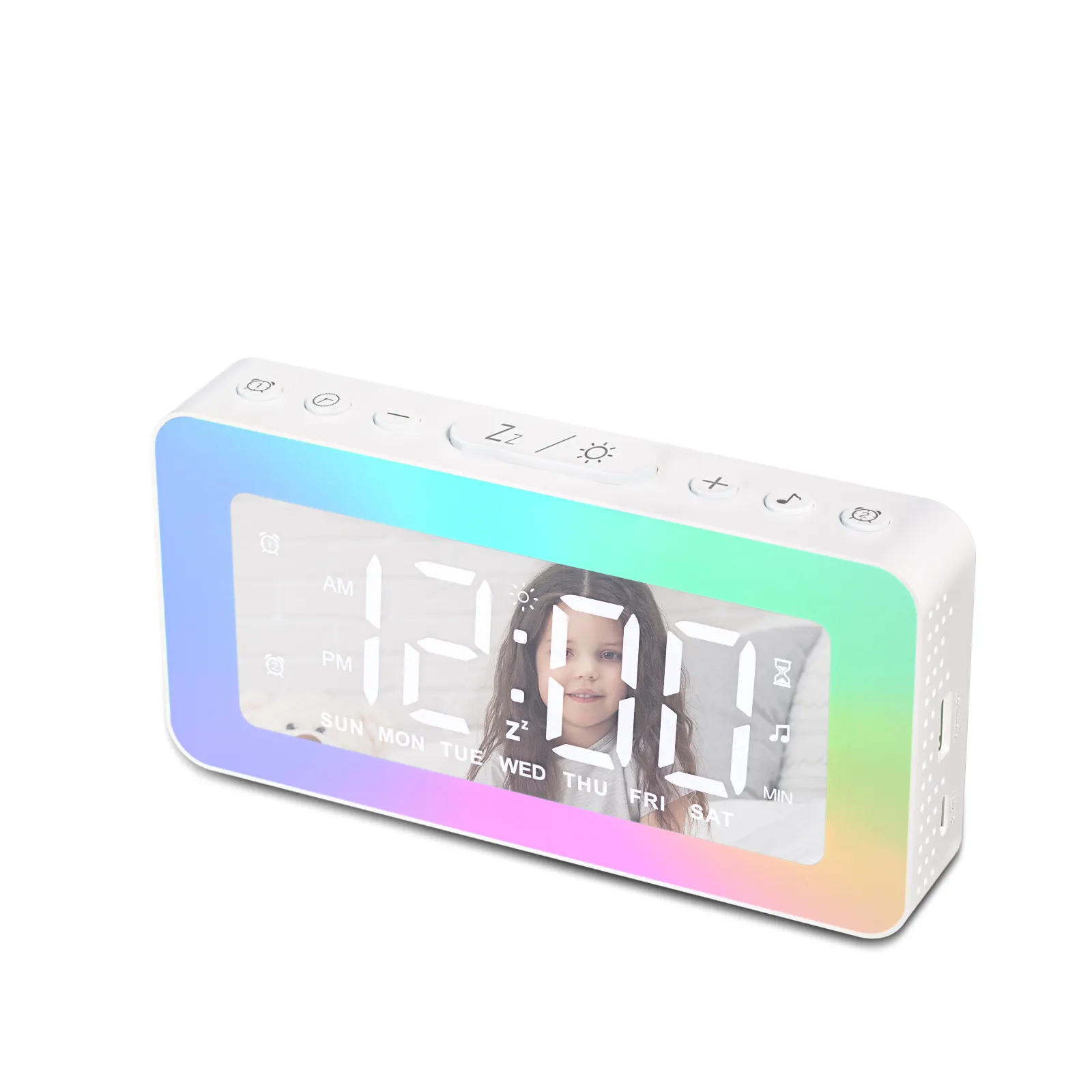 Amazon Best-Selling 2023 Wake-Up Night Light Alarm Clock Led Digital Mirror Clock Children'S Desk Clock