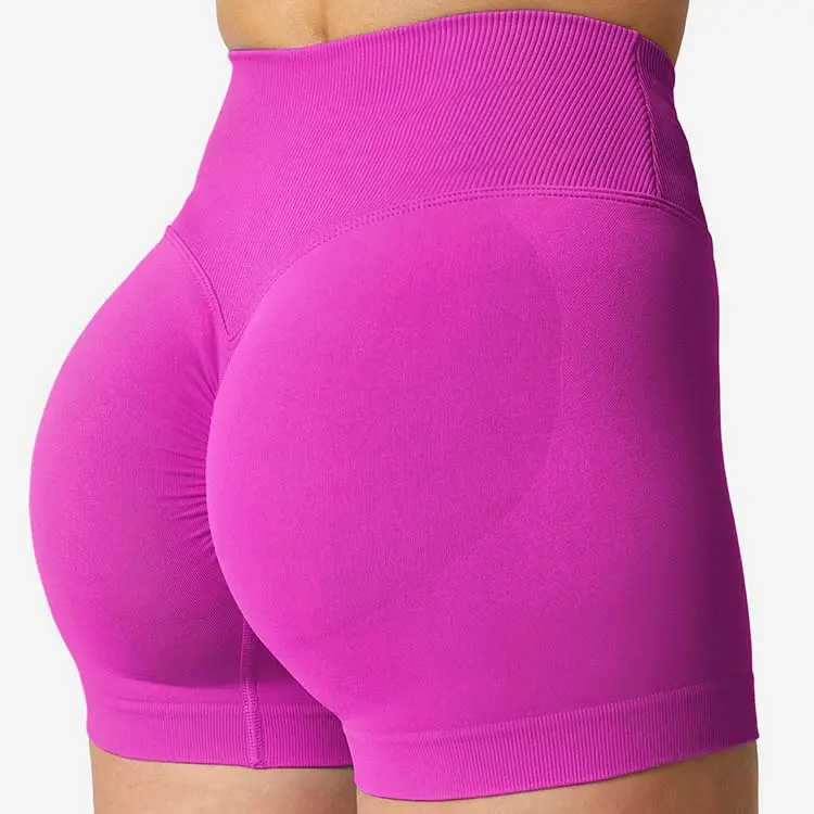 Moda v corte cintura logotipo personalizado scrunch bunda shorts treino sem costura shorts de ginásio para mulher