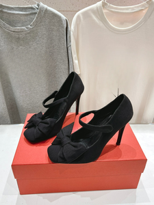 Zapatos de Tacón Alto con Correa en el Tobillo y Decoración de Lazo, Tipo Mary Jane, de Gamuza Marrón para Mujer - Product Image 4