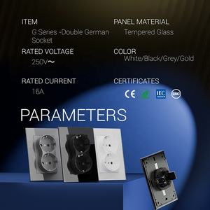 Presa a Muro Doppia Tedesca Schuko 120*86 Bianca Nera Grigia Oro Standard UE 16A 250V per <span class=keywords><strong>Uso</strong></span> Domestico, Alberghiero e Ufficio - Product Image 2