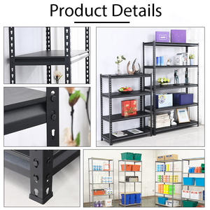 Fábrica de estantes de China, estantes de acero personalizados, negro, almacén sin perno de 5 niveles, estante de almacenamiento ligero, estante de acero en ángulo - Product Image 2