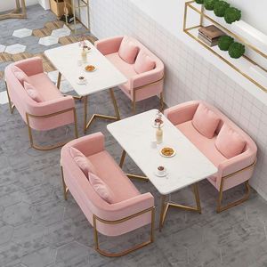 Sedute per Ristoranti in Stile Nordico, Divano e Sedia con Schienale Alto, Struttura in Metallo Personalizzata per Hotel, Arredamento Commerciale per Caffè - Product Image 3