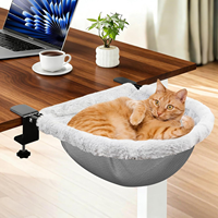 Lit de bureau pour chat, hamac en peluche pour chat, pliable, à clipser sur le bureau, adapté à divers ordinateurs de bureau