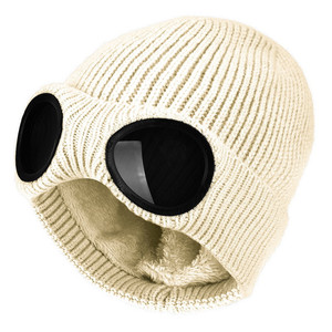 Moda <span class=keywords><strong>de</strong></span> invierno Gafas <span class=keywords><strong>de</strong></span> esquí al aire libre Goggle Beanie Knit Hat con pelusa en el interior - Product Image 6