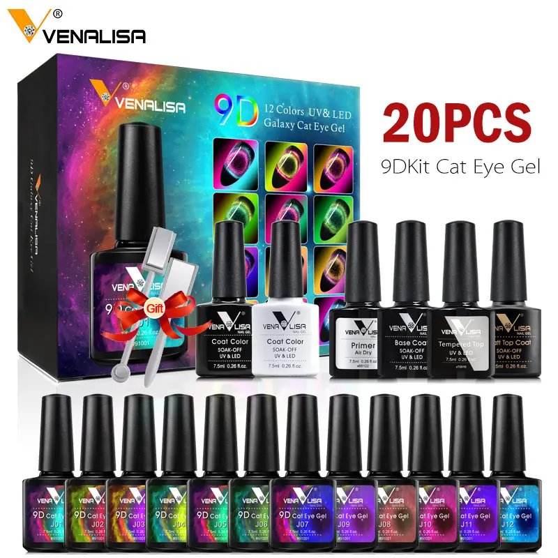 Venalisa nouveau kit de gel pour les yeux de chat galaxy 20 pièces/ensemble aimant vernis à ongles série 9d/3d salon de manucure professionnel uv & led coffret cadeau 91001k