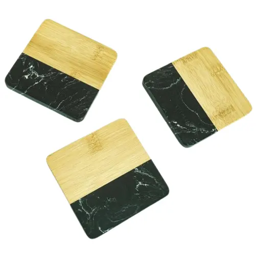 Woodville nhà máy đá cẩm thạch nối cà phê bằng gỗ tấm Coaster tre cà phê bằng gỗ khay cốc