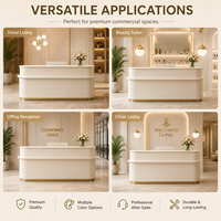 Comptoir d'accueil haut de gamme en crème claire, moderne, pour bureau, salon de beauté, avec armoire de rangement