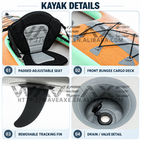 Kayak gonflable de randonnée WAVEAXE Custom Drop Stitch haute pression, 2 places, tandem, PVC, pliable, Airvolution, fabricant OEM