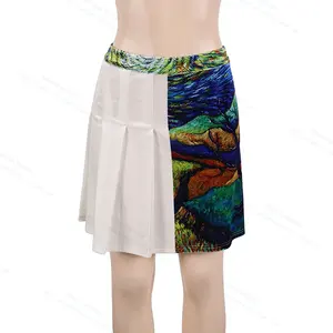 High Quality Custom High Waisted Printed Mini Pleated Velvet Skirt For Women